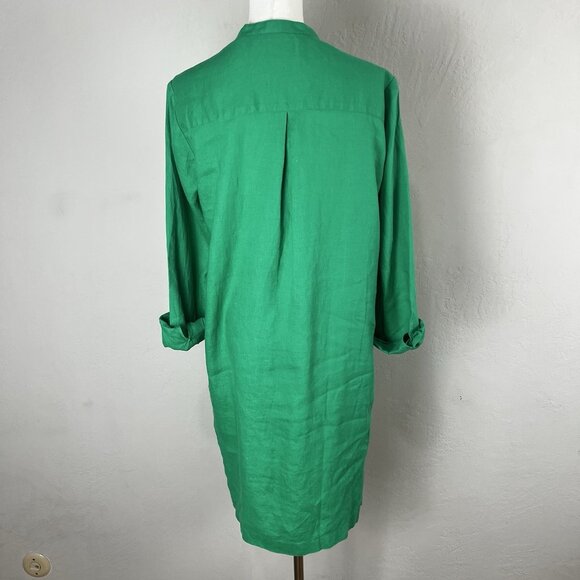 Lilly Pulitzer Rhoda Long Sleeve Popover Dress 100% Linen Green Pintuck Size 8 - Picture 5 of 12